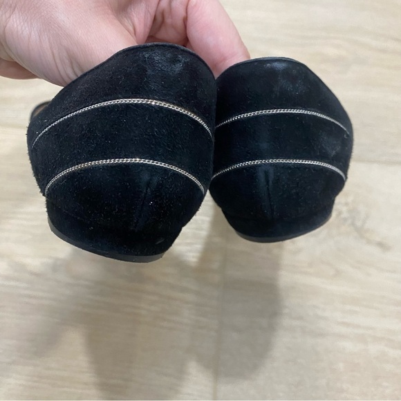 Giorgio Armani Pointed Toe Suede Flat Silver Chain Detail Sz 39 - Picture 5 of 6